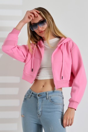 21652 KADIN 3 İP PENYE COMP. ŞARD. METAL FERMUARLI KAPŞONLU KANG CEPLİ GENİŞ SALAŞ KISA METAL FERM  SWEATSHIRT 21652 KADIN 3 İP PENYE COMP. ŞARD. METAL FERMUARLI KAPŞONLU KANG CEPLİ GENİŞ SALAŞ KISA METAL FERM  SWEATSHIRT