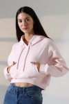 21968 KADIN 3 İP PENYE KOMPAKT ŞARDONLU SALAŞ ÖN ETEĞİ İÇE DOĞRU OVAL KAPŞONLU KANGURU CEPLİ SWEATSHIRT