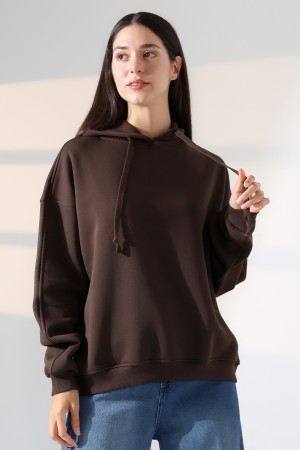 21966  KADIN 3 İP PENYE KOMPAKT ŞARDONLU SALAŞ OVERSİZE KAPŞONLU SWEATSHIRT 21966  KADIN 3 İP PENYE KOMPAKT ŞARDONLU SALAŞ OVERSİZE KAPŞONLU SWEATSHIRT