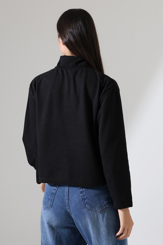 21986 KADIN SELANİK FERMUARLI GÖMLEK YAKA SWETSHIRT 