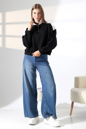 21963 KADIN 3 İP FERMUARLI KAMYONÖR GÖMLEK YAKA OMUZLARI VE YAKA GARNİLİ SALAŞ YANLARI KUPLU GENİŞ SWEATSHIRT 21963 KADIN 3 İP FERMUARLI KAMYONÖR GÖMLEK YAKA OMUZLARI VE YAKA GARNİLİ SALAŞ YANLARI KUPLU GENİŞ SWEATSHIRT