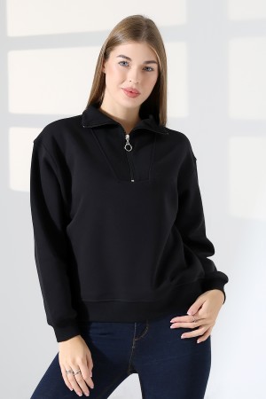 21971 KADIN 3 İP KAMYONCU FERMUARLI KAŞG YAKA  SALAŞ GENİŞ SWEATSHIRT 21971 KADIN 3 İP KAMYONCU FERMUARLI KAŞG YAKA  SALAŞ GENİŞ SWEATSHIRT