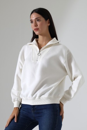 21971 KADIN 3 İP KAMYONCU FERMUARLI KAŞG YAKA  SALAŞ GENİŞ SWEATSHIRT 21971 KADIN 3 İP KAMYONCU FERMUARLI KAŞG YAKA  SALAŞ GENİŞ SWEATSHIRT