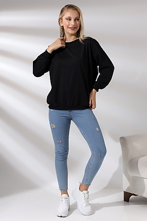 20814 KADIN OVERSİZE 2İP SALAŞ GENİŞ SWETSHIRT