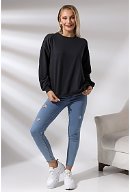20814 KADIN OVERSİZE 2İP SALAŞ GENİŞ SWETSHIRT
