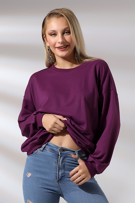 20814 BAYAN OVERSİZE 2İP SALAŞ GENİŞ SWETSHIRT