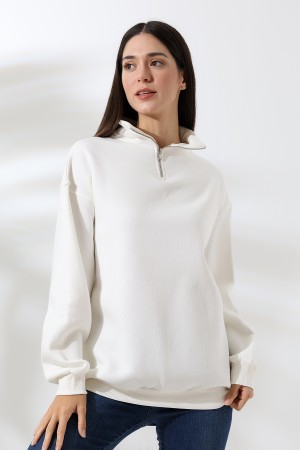21622 KADIN METAL FERMUARLI KAMYONCU YAKA  PENYE KOMPAKT ŞARD.3 İP  SALAŞ OVERSİZE SWEATSHIRT 21622 KADIN METAL FERMUARLI KAMYONCU YAKA  PENYE KOMPAKT ŞARD.3 İP  SALAŞ OVERSİZE SWEATSHIRT