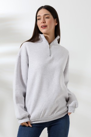 21622 KADIN METAL FERMUARLI KAMYONCU YAKA  PENYE KOMPAKT ŞARD.3 İP  SALAŞ OVERSİZE SWEATSHIRT 21622 KADIN METAL FERMUARLI KAMYONCU YAKA  PENYE KOMPAKT ŞARD.3 İP  SALAŞ OVERSİZE SWEATSHIRT