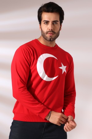19156 TÜRK BAYRAK BASKILI BİSİKLET YAKA 2 İP ERKEK SWETSHİRT  19156 TÜRK BAYRAK BASKILI BİSİKLET YAKA 2 İP ERKEK SWETSHİRT