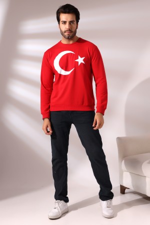 19156 TÜRK BAYRAK BASKILI BİSİKLET YAKA 2 İP ERKEK SWETSHİRT  19156 TÜRK BAYRAK BASKILI BİSİKLET YAKA 2 İP ERKEK SWETSHİRT