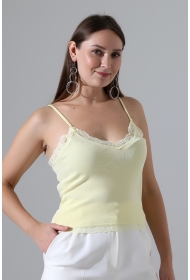 22052 KADIN ÖNÜ ARKASI VE ETEĞİ DANTELLİ FULL LYC RİB KOMPAKT BİYELİ ATLET 