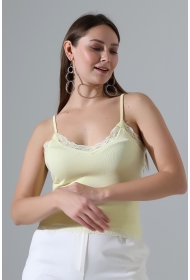 22052 KADIN ÖNÜ ARKASI VE ETEĞİ DANTELLİ FULL LYC RİB KOMPAKT BİYELİ ATLET 