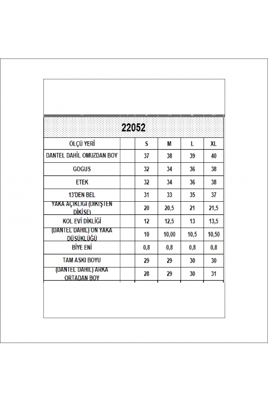 22052 KADIN ÖNÜ ARKASI VE ETEĞİ DANTELLİ FULL LYC RİB KOMPAKT BİYELİ ATLET 