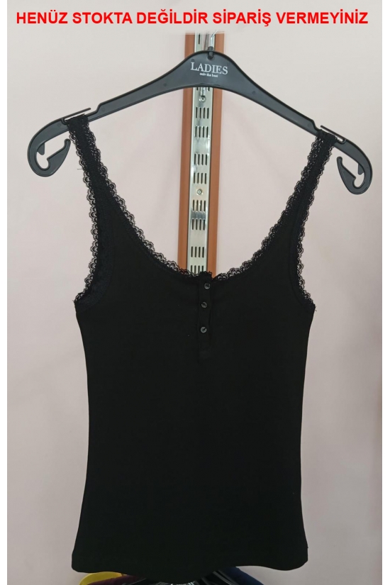 22302 KADIN PATLI 3 DÜĞMELİ ÖN-ARKA VE ASKISI DANTELLİ FULL LYC RİB KOMPAKT BİYELİ ATLET 