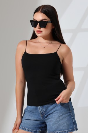 21563  KADIN LYC COMP. LASTİK İP ASKILI KISA CROP TULUM ATLET 