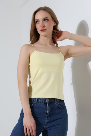 21563  KADIN LYC COMP. LASTİK İP ASKILI KISA CROP TULUM ATLET 