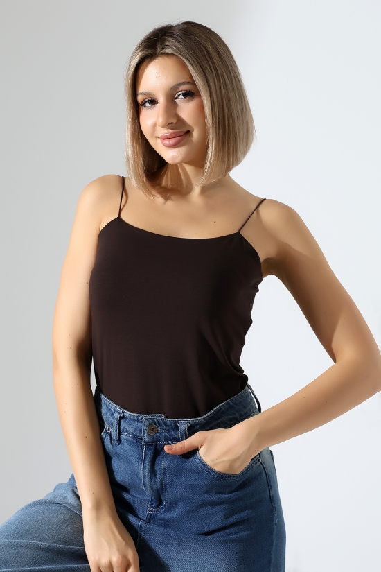 21563  KADIN LYC COMP. LASTİK İP ASKILI KISA CROP TULUM ATLET 