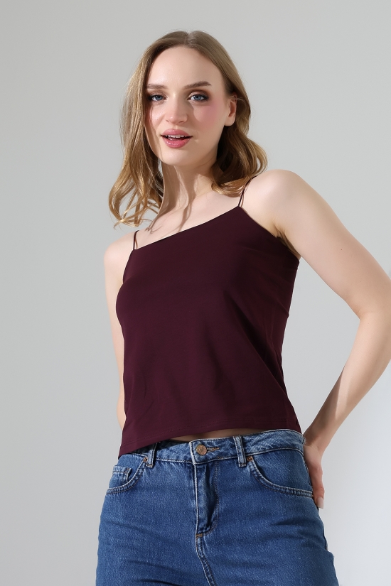 21563  KADIN LYC COMP. LASTİK İP ASKILI KISA CROP TULUM ATLET 