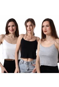 0-39282 - 3LÜ PAKET KADIN LASTİK İP ASKILIKISA TULUM ATLET 