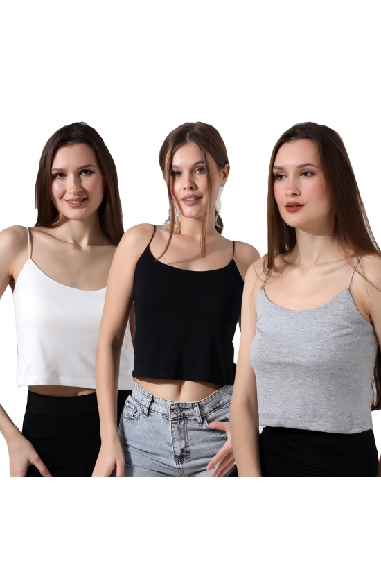 39282 - 3LÜ PAKET BAYAN LASTİK İP ASKILIKISA TULUM ATLET 