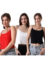 0-39282 - 3LÜ PAKET KADIN LASTİK İP ASKILIKISA TULUM ATLET 