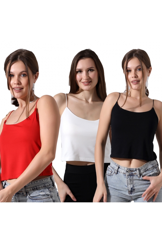 39282 - 3LÜ PAKET BAYAN LASTİK İP ASKILIKISA TULUM ATLET 