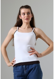 22074 KADIN FULL LYC RİB ÇİFT GARNİ BİYELİ ÇİFT İP ASKILI ETEĞİ GARNİ PARÇALI ATLET 