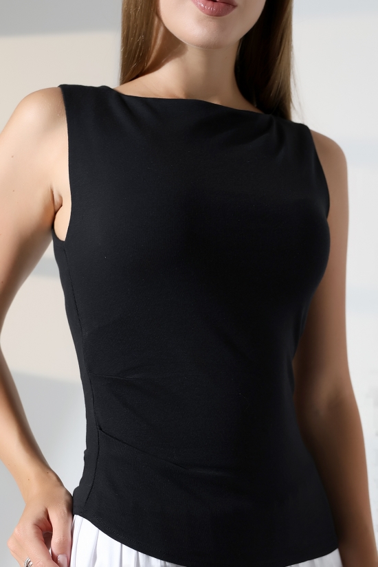 22050  KADIN KAYIK YAKA  ÖN BEDENİ ASİMETRİK VE YANDAN 2 PENSLİ FULL LYC RİBANA TULUM OFİS ATLET 