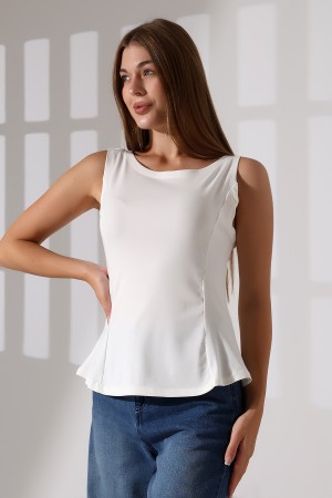 22070  KADIN KAYIK YAKA FULL LYC RİBANA YANLARI KUPLU PARÇALI ETEĞİ VOLANLI KOLSUZ TSHIRT  22070  KADIN KAYIK YAKA FULL LYC RİBANA YANLARI KUPLU PARÇALI ETEĞİ VOLANLI KOLSUZ TSHIRT