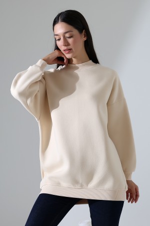 21910 KADIN 3 İP ŞARDONLU PENYE COMP YARIM BALIKCI SALAŞ OVERSİZE TUNİK SWEATSHIRT 21910 KADIN 3 İP ŞARDONLU PENYE COMP YARIM BALIKCI SALAŞ OVERSİZE TUNİK SWEATSHIRT