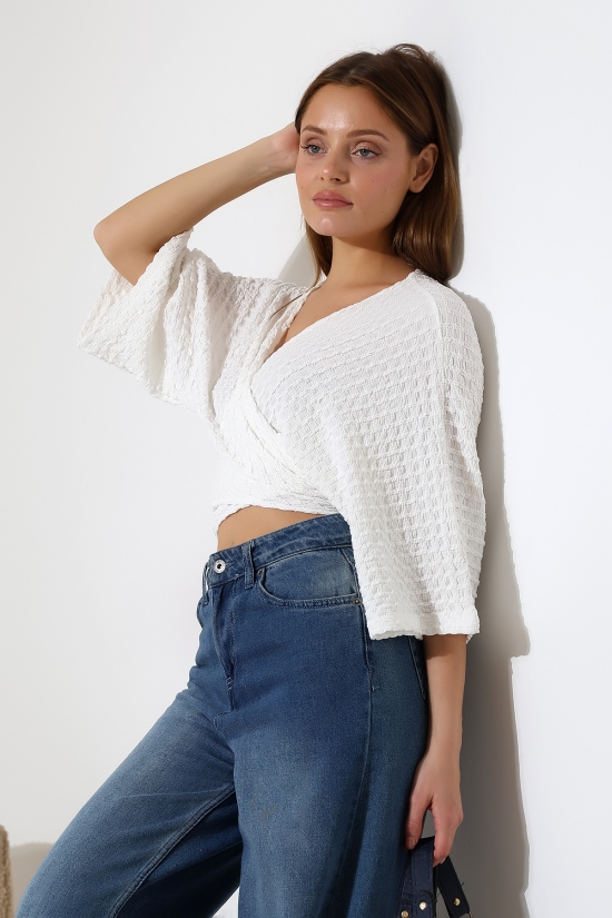 22114 KADIN JAKARLI VİYANA GENİŞ FAKİR KOL ÖNÜ BAĞLAMALI BOLERO HIRKA 