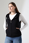22172 KADIN DİAGONEL 3 İPLİK ŞARDONSUZ KOLSUZ KANGURU CEPLİ KAPŞONLU BOYDAN FERMUARLI HIRKA 