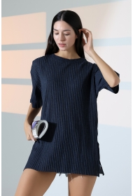 21493 KADIN 7X4 KAŞGORSE  OVERSİZE  YANLARI YIRTMAÇLI BİSİKLET TUNİK TSHIRT