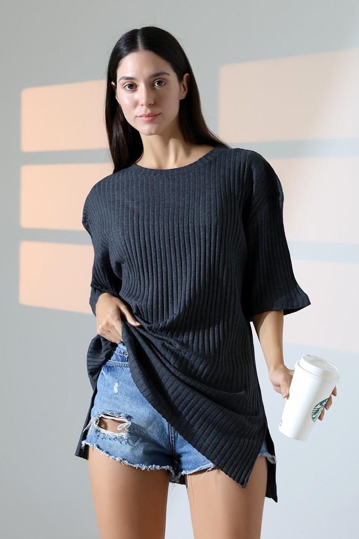 21493 KADIN 7X4 KAŞGORSE  OVERSİZE  YANLARI YIRTMAÇLI BİSİKLET TUNİK TSHIRT 21493 KADIN 7X4 KAŞGORSE  OVERSİZE  YANLARI YIRTMAÇLI BİSİKLET TUNİK TSHIRT