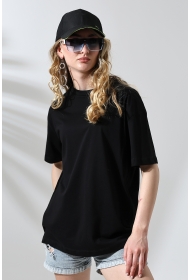 21752 KADIN OVERSİZE KOMPAKT PAMUKLU KISA KOL BİSİKLET TSHIRT
