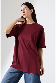 21752 KADIN OVERSİZE KOMPAKT PAMUKLU KISA KOL BİSİKLET TSHIRT