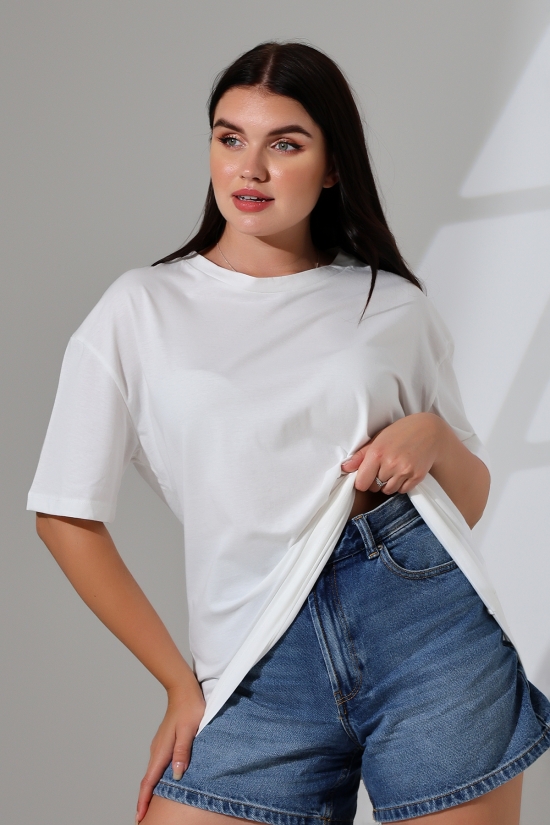 21752 KADIN OVERSİZE KOMPAKT PAMUKLU KISA KOL BİSİKLET TSHIRT