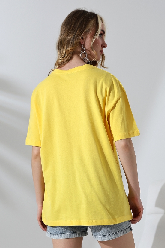 21752 KADIN OVERSİZE KOMPAKT PAMUKLU KISA KOL BİSİKLET TSHIRT