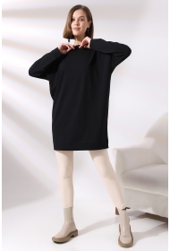 19186 KADIN LYC KOMPAKT BİSİKLET YAKA UZUN KOL SALAŞ YAKA-KOL-ETEĞİ MANŞETLİ  TUNİK 