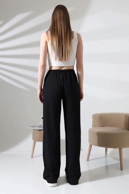 21959 KADIN JAKARLI KUMAŞ  CEPLİ İNCE BELLASTİKLİ PAÇASI AÇIK SALAŞ PANTOLON 