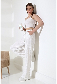 21959 KADIN JAKARLI VYN KUMAŞ  CEPLİ İNCE BELLASTİKLİ PAÇASI AÇIK SALAŞ PANTOLON 