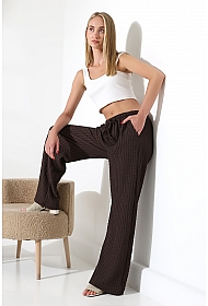 21959 KADIN JAKARLI VYN KUMAŞ  CEPLİ İNCE BELLASTİKLİ PAÇASI AÇIK SALAŞ PANTOLON 