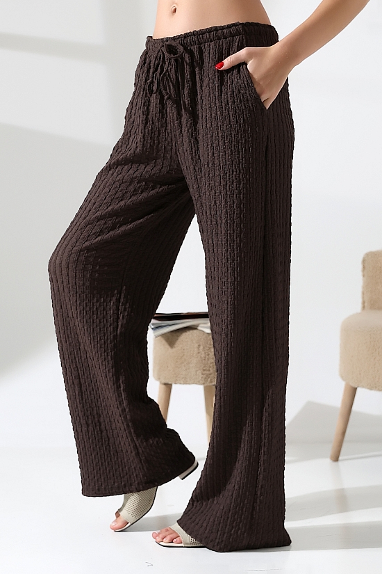 21959 KADIN JAKARLI KUMAŞ  CEPLİ İNCE BELLASTİKLİ PAÇASI AÇIK SALAŞ PANTOLON 