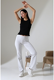 21943 KADIN FULL LYC RİB PAÇASI GENİŞ PANTOLON