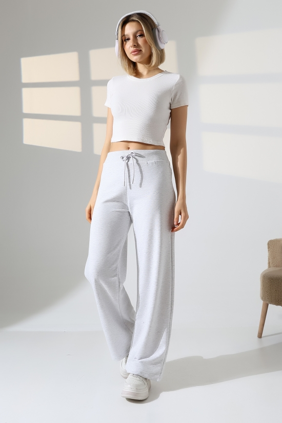 22143 KADIN  DİAGONEL ŞARDONSUZ 3 İP PENYE KOMPAKT KEMERİ KAŞGORSELİ  PAÇASI AÇIK EŞOFMAN PANTOLON 