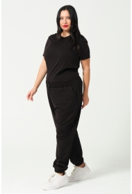 21633BB BÜYÜK BEDEN KADIN FULL LYC PENYE KOMPAKT 2 İPLİK CEPLİ PAÇASI LAST. EŞOFMAN PANTOLON 