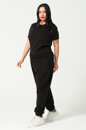 21633BB BÜYÜK BEDEN KADIN FULL LYC PENYE KOMPAKT 2 İPLİK CEPLİ PAÇASI LAST. EŞOFMAN PANTOLON 