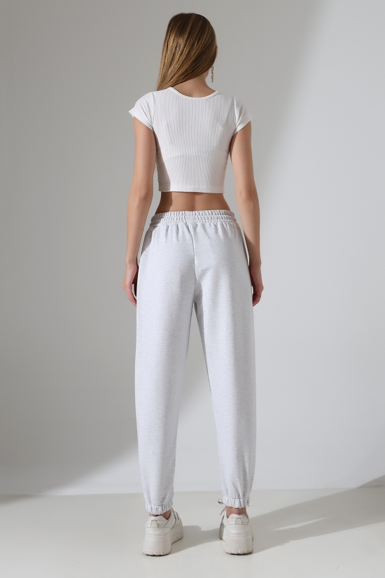 22169 KADIN DİAGONEL ŞARDONSUZ 3 İP PENYE KOMPAKT PAÇASI LASTİKLİ EŞOFMAN PANTOLON 