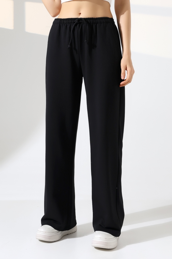 22182 KADIN DİAGONEL ŞARDONSUZ 3 İP PENYE KOMPAKT İNCE KEMERLASTİKLİ PALAZZO PAÇASI AÇIK EŞOFMAN PANTOLON 