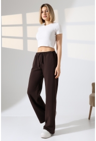 22182 KADIN DİAGONEL ŞARDONSUZ 3 İP PENYE KOMPAKT İNCE KEMERLASTİKLİ PALAZZO PAÇASI AÇIK EŞOFMAN PANTOLON 